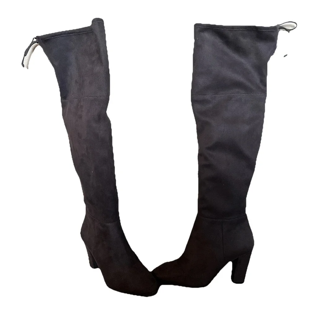 Vince Camunto TAPLEY Over the Knee Round Toe Boots Ash Brown Suede Sz 11